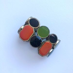 FREE Vintage Color Block Gold Green Orange Black Elastic Stretch Bangle Bracelet